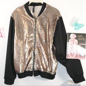 Top Secret Size L gold sequined front and back